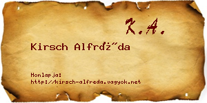 Kirsch Alfréda névjegykártya